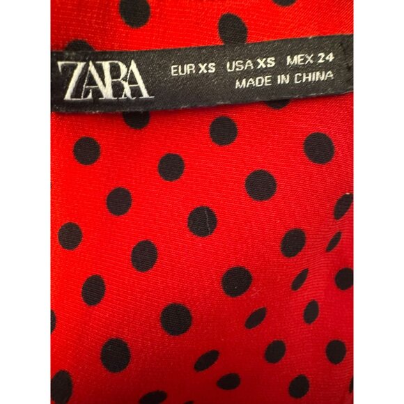 2/$30 ZARA XS Red & Black Polka Dot Mini Dress - Picture 3 of 14
